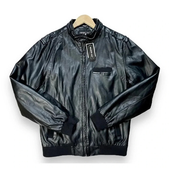 NWT Members Only Faux Leather Iconic Racer Oversized Jacket - Picture 3 of 9